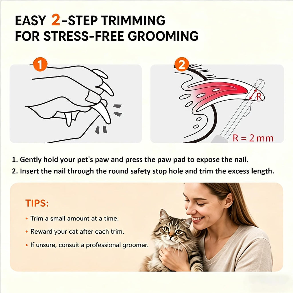Trumoon quiet cat nail clipper being used on a calm sleeping kitten.