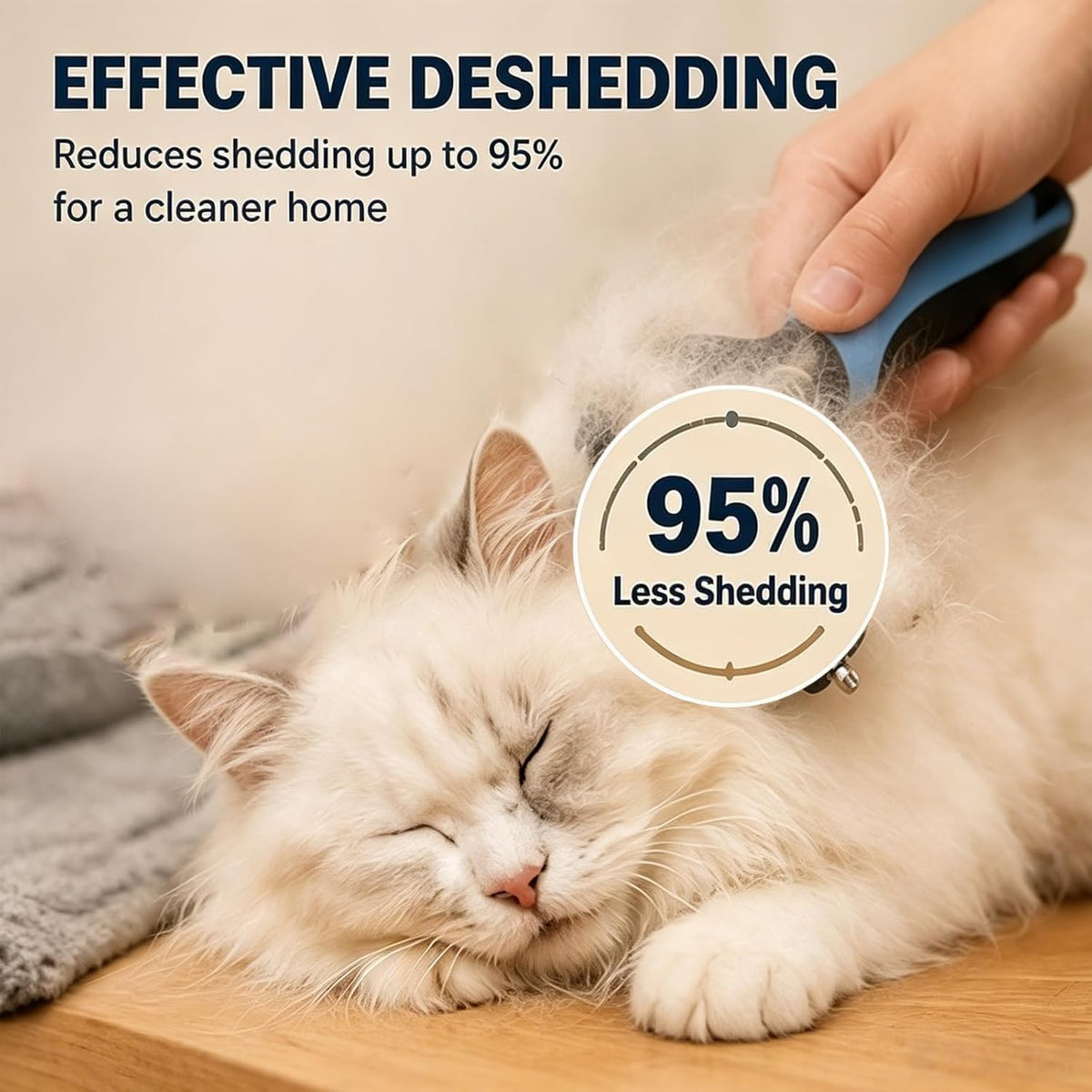 Bicotand dog brush being used to remove undercoat mats from long hair.