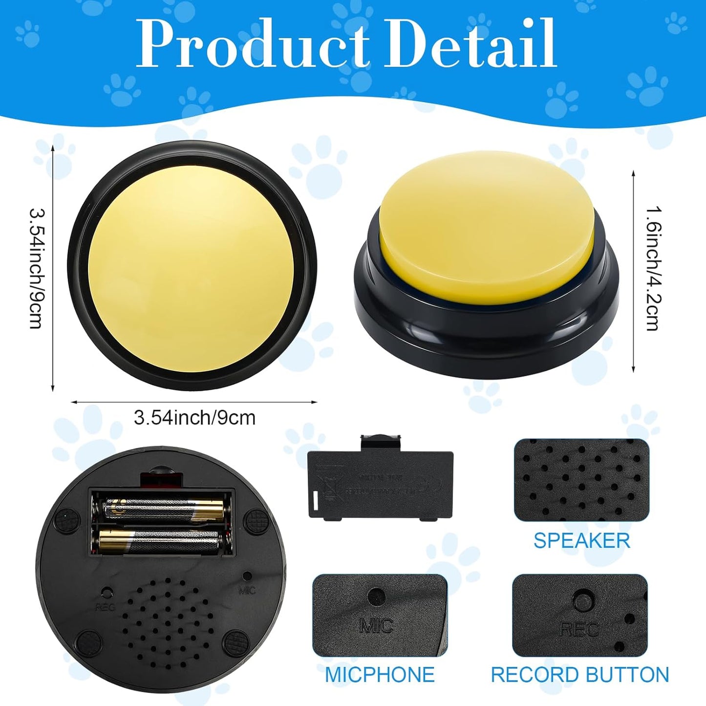 Jerify pet communication buttons with custom recording features and waterproof stickers.