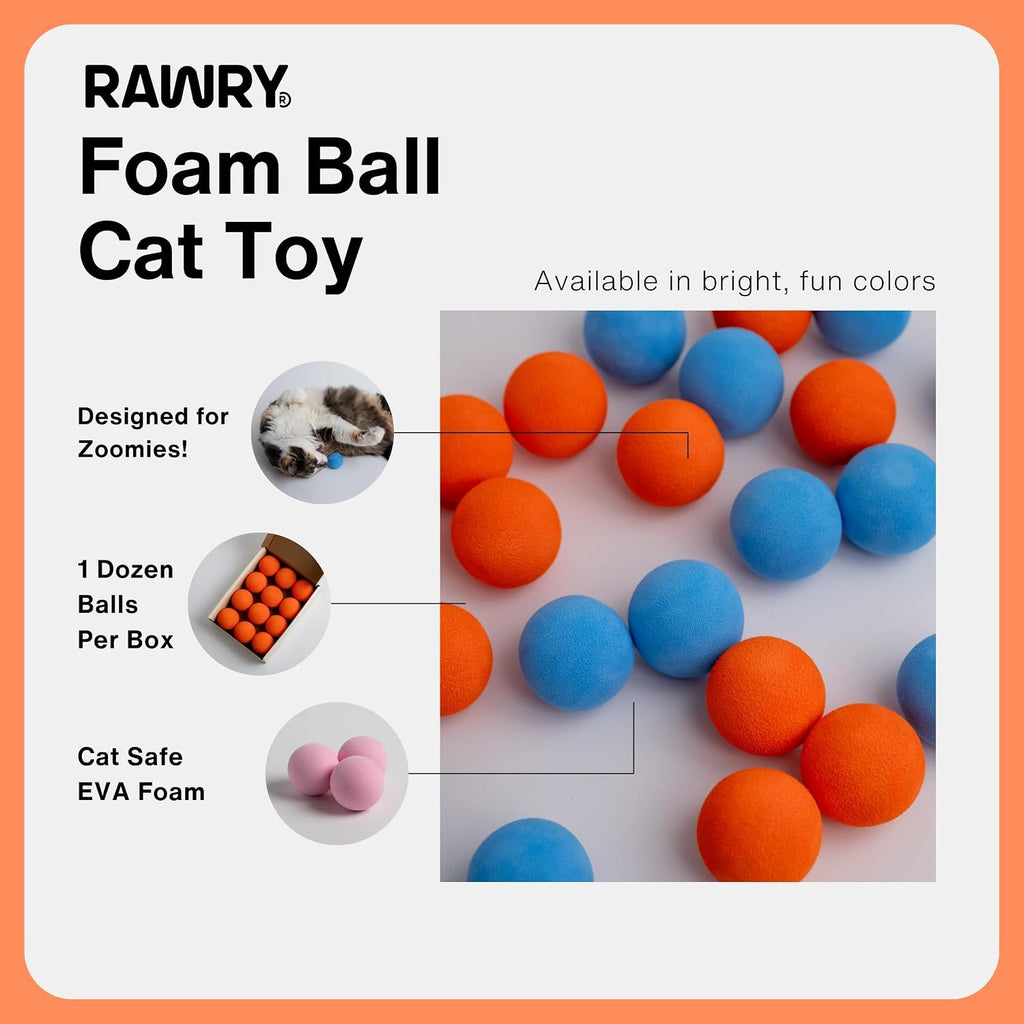 Twelve orange foam balls for cat exercise