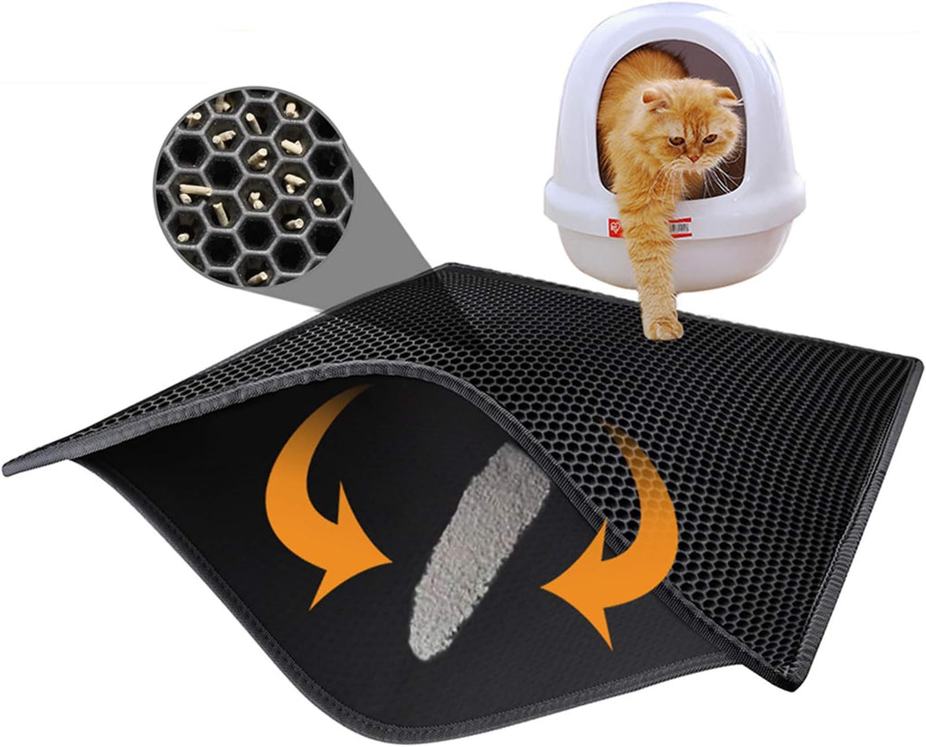 Pieviev Silicone Cat Litter Trapping Mat, 40''x28'' Extra Large Cat Litter Mat, Easy to Clean & Soft on Kitty Paws, Waterproof Kitty Litter Pads for Indoor Cats, Light Gray - Image 9