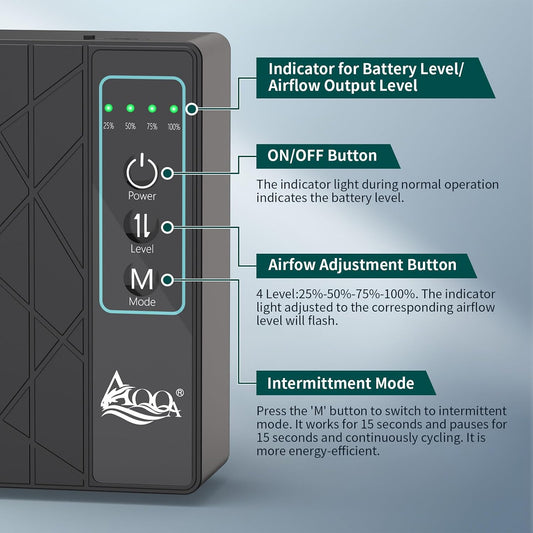 AQQA battery powered fish tank aerator side profile