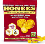 Honees Honey Filled Drops front packaging view showing 20 sore throat relief lozenges.