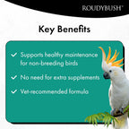 Back of RoudyBush bird food bag showing ingredients and guaranteed analysis