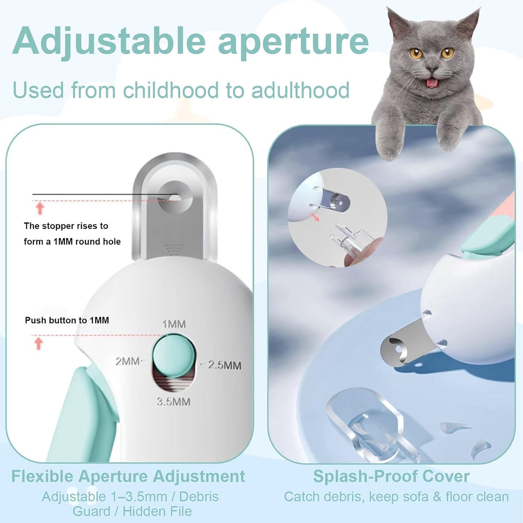 YOOIU kitten nail trimmer with the hidden file pulled out from the non slip handle