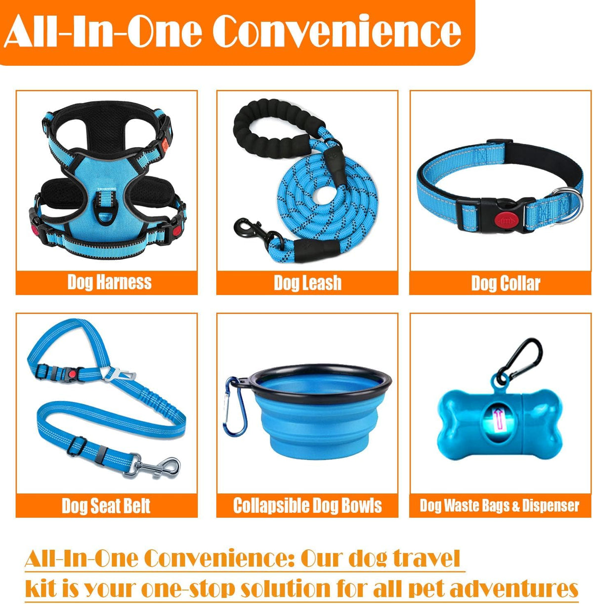 LOBEVE No Pull Dog Harness, Collar & Leash Set | Includes Dog Seat Belt, Collapsible Bowls & Poop Bag Dispenser. Ideal for Training, Walking, Hiking. Fits Small to Large Dogs(Pink-M) - Image 11