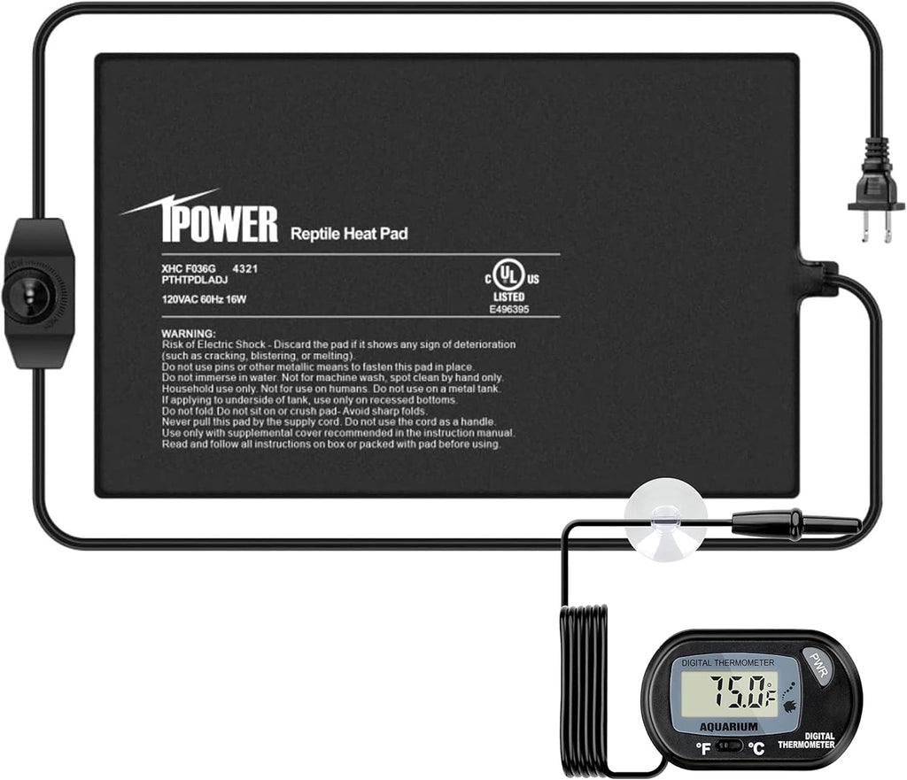 iPower 8 by 12-Inch 16W Reptile Heat Mat, Under Tank Warmer Terrarium Heat Pad for Turtles Lizards Frogs and Other Small Animals, Multi Sizes - Image 11