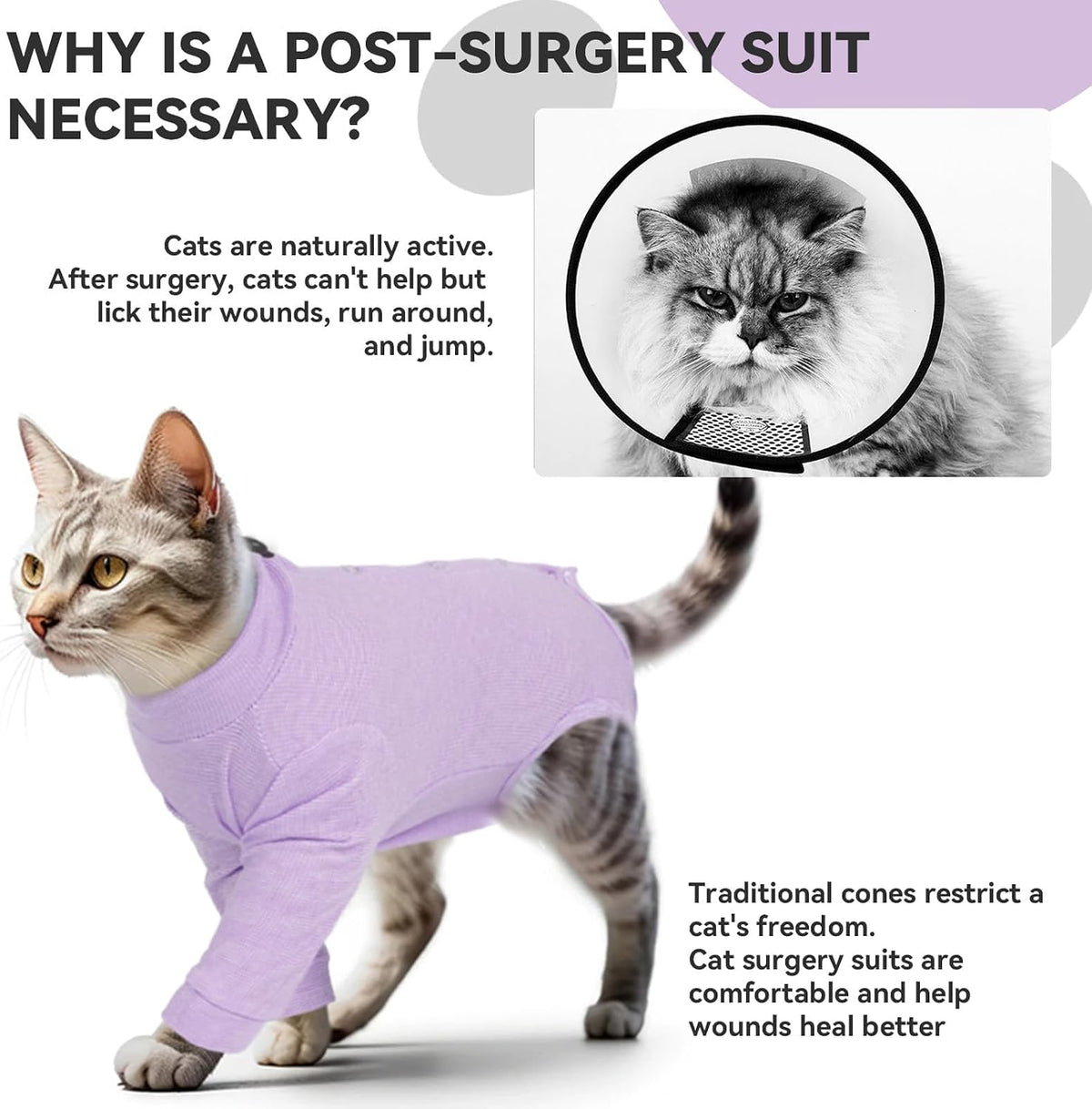 Adjustable drawstring collar feature on cat surgical suit