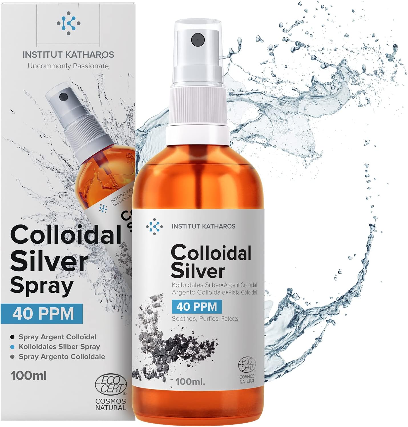 Institut Katharos Colloidal Silver Liquid Spray front view for skin purification