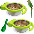 BNOSDM 2 PCS Bird Feeding Dish Cups Perch Stand Hanging Stainless Steel Bird Bowls Food Container Food and Water Bowls with Spoon for Budgie Cockatoo Finch Lovebirds Pigeons (White) - Image 9