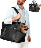 Yudodo quilted black dog purse carrier front view