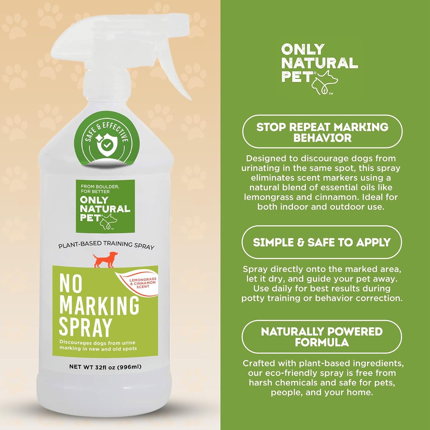 Pet owner using natural dog deterrent spray on carpet