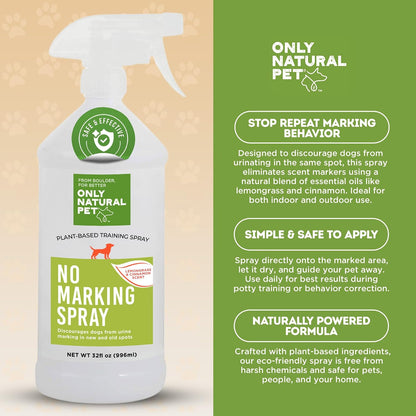 Pet owner using natural dog deterrent spray on carpet