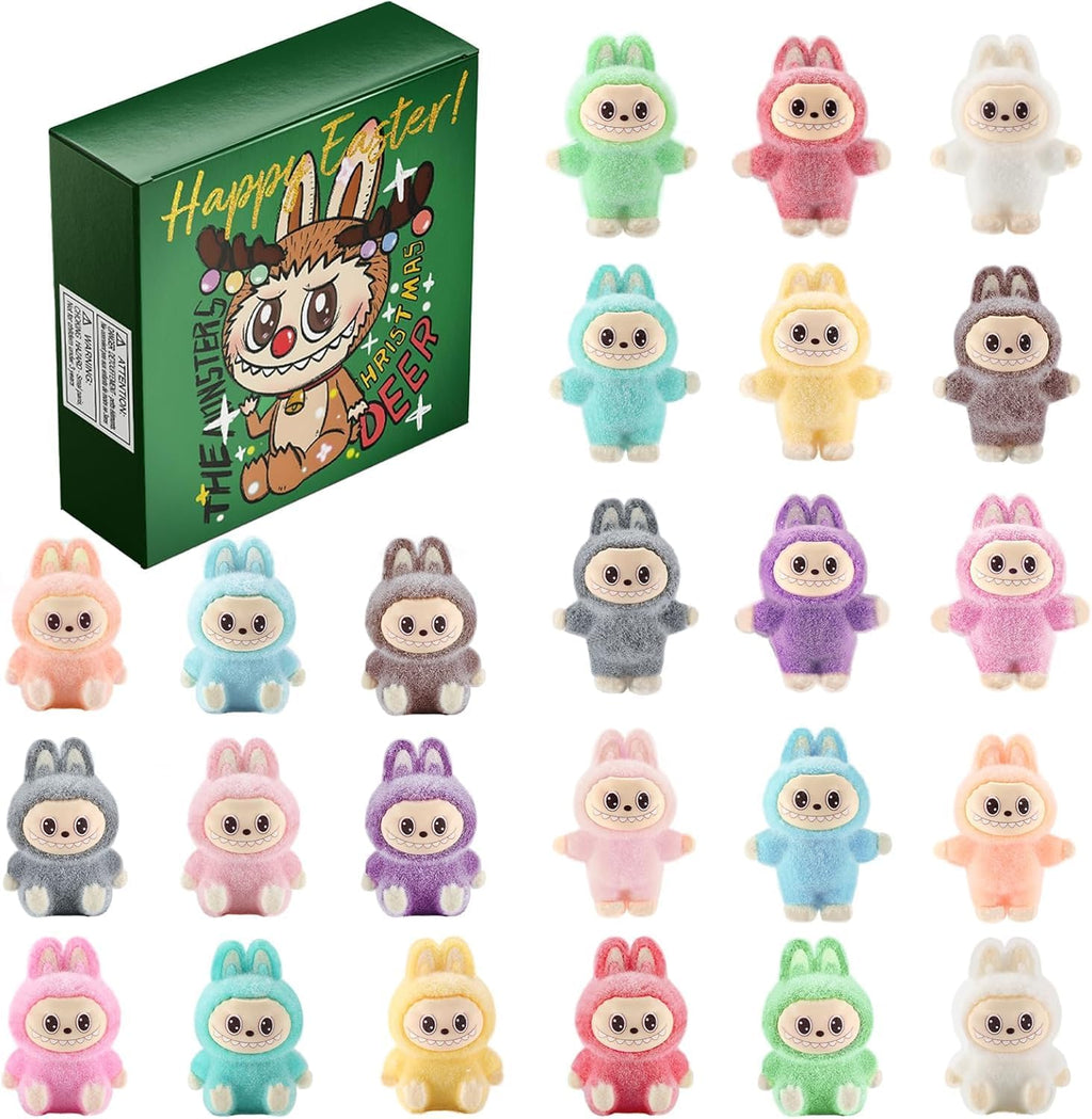 EAZZ Easter Action Figures Set front view of product gift box showing colorful flocked figurines.