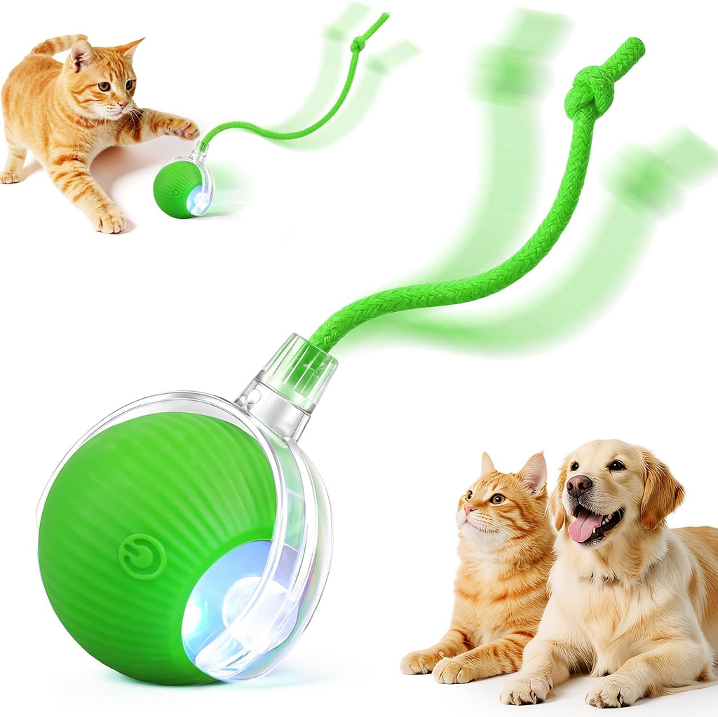 Smart Interactive Automatic Electric Rolling Moving Rechargeable Motion Activated Self Play Electronic Stimulation Chase Teaser Ball Toy with Rope for Indoor Bored Adult Cat and Dog, Red - Image 10