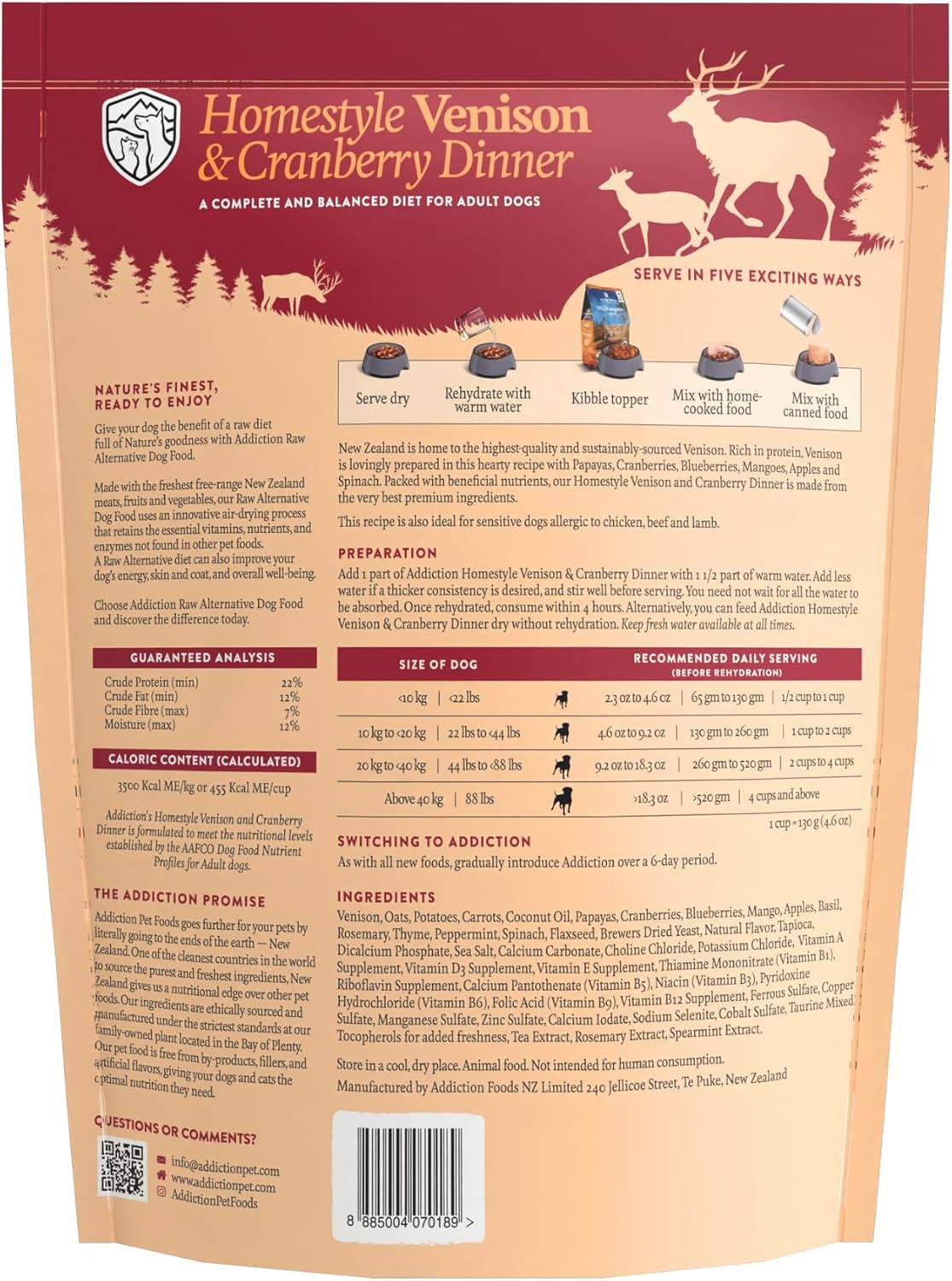 Addiction Homestyle Venison & Cranberry Dinner Air-Dried Grain-Free Dog Food - Complete Meal or Topper with Natural Ingredients for Digestive and Skin & Coat Health, 2lb - 2 Packs - Image 9