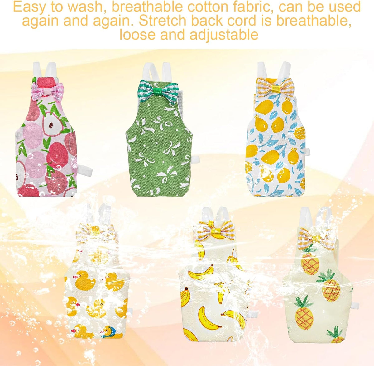 6Pcs Bird Diaper - Reusable Parrot Diapers with Waterproof Inner (Medium) - Image 7