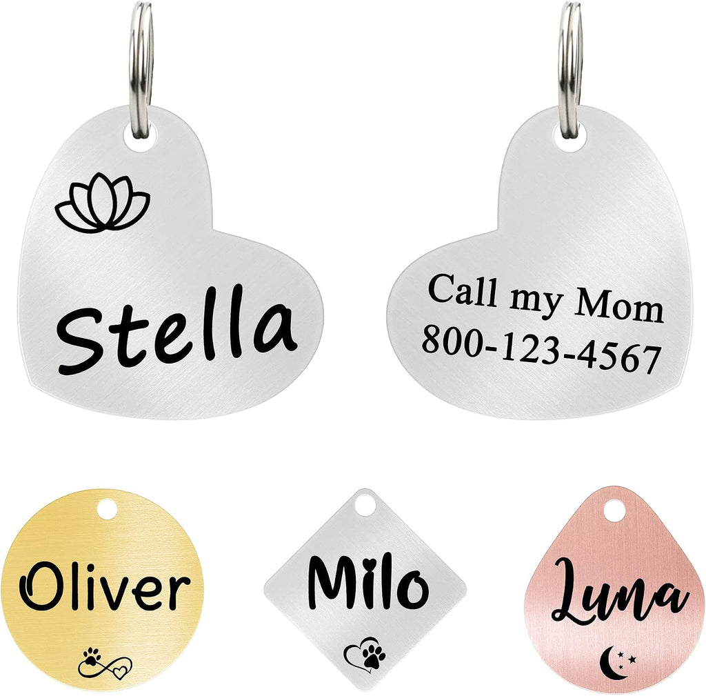Ultra Joys durable stainless steel animal name badge showing high precision laser engraving