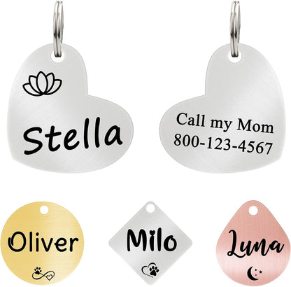 Ultra Joys durable stainless steel animal name badge showing high precision laser engraving