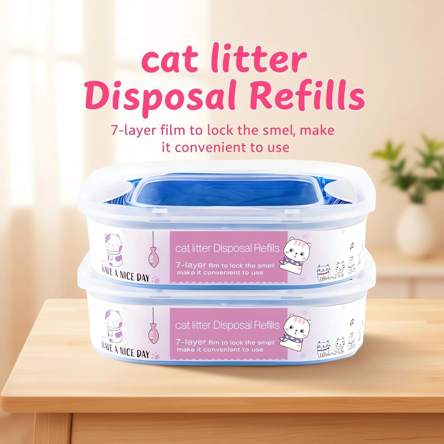 Two pack jumbo cat litter disposal refills stacked vertically