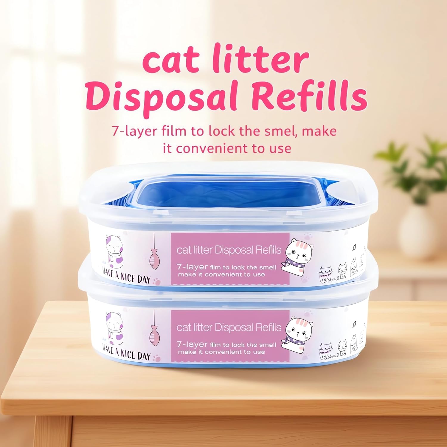 Two pack jumbo cat litter disposal refills stacked vertically
