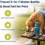 PawsPik vacuum insulated stainless steel pet thermos with detachable bowls unscrewed