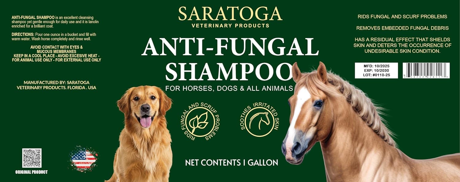 Saratoga antifungal horse shampoo label details