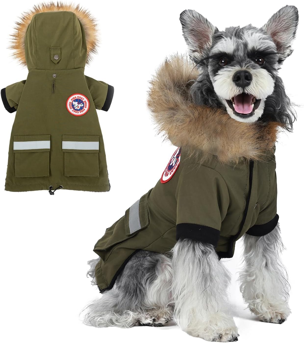PINA Small Dog Coats - Waterproof, Warm Winter Jacket with Faux Fur Hood & Pocket - Image 11