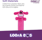 Multipet Loofa plush stuffed animal dog toy in a bright blue color variant.