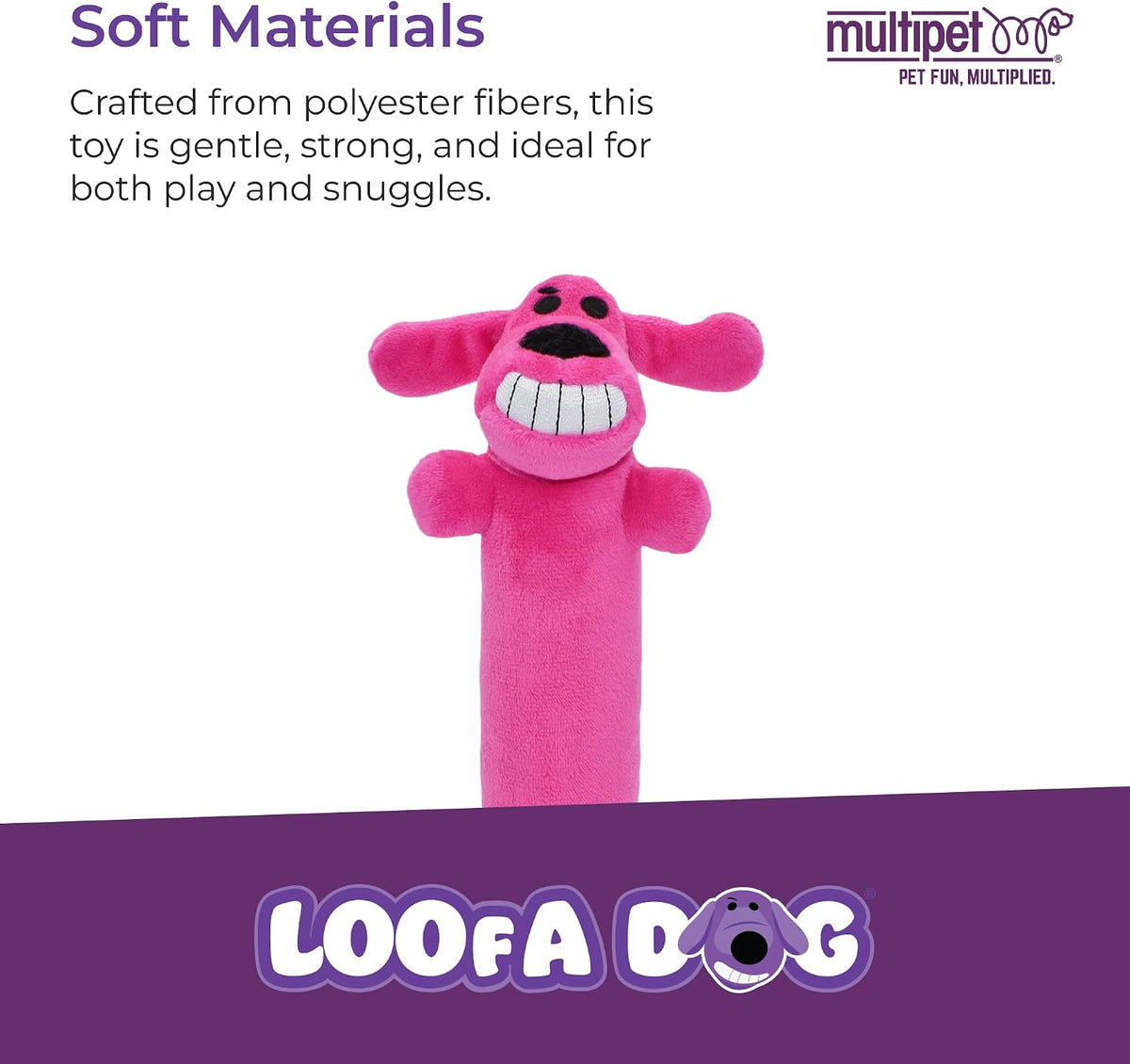 Multipet Loofa plush stuffed animal dog toy in a bright blue color variant.