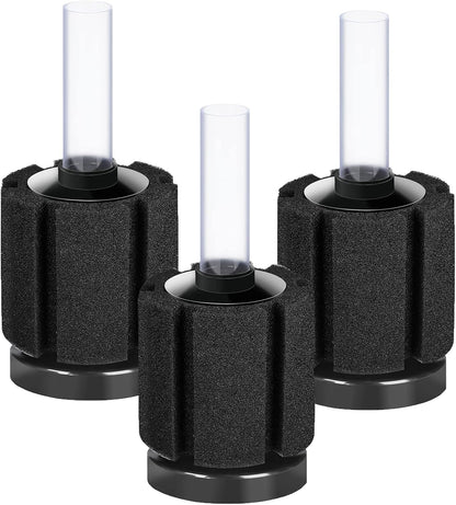 AQUANEAT 3 Pack Aquarium Bio Sponge Filter front view in small breeding fish tank.