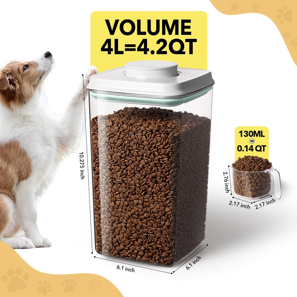 Side view of BPA-free transparent Ankou pet food storage jar