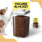 Side view of BPA-free transparent Ankou pet food storage jar
