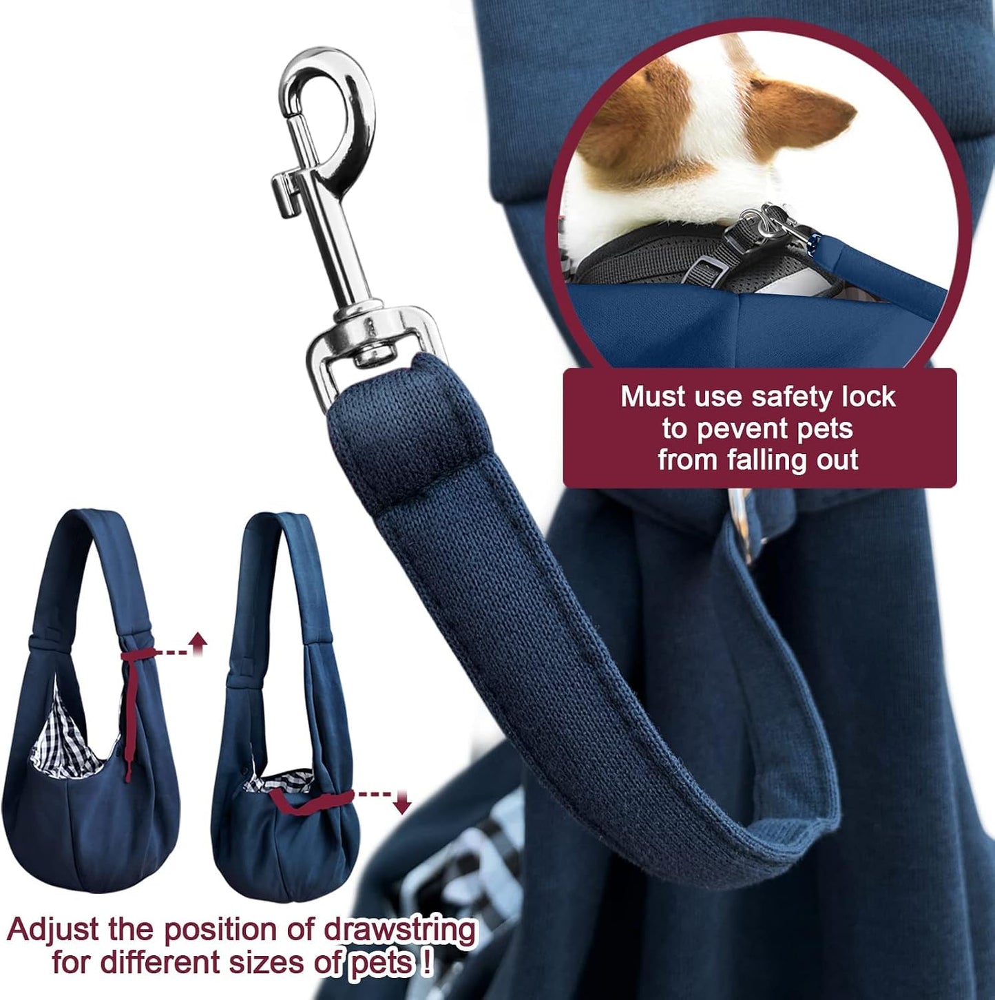 Pet inside artisome hands free dog carrier sling