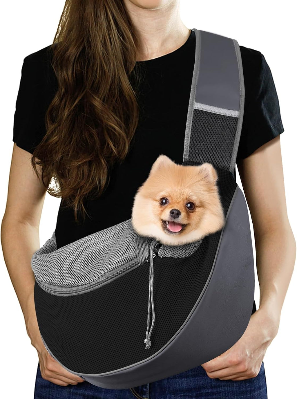 Pawaboo pet sling drawstring closure mechanism detail