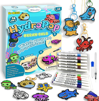 WurLoo 3D Art Kit Aqua Puffs Ocean Panel packaging box front view showing 3D foam painting activity.