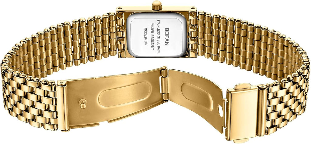BOFAN luxury ladies gold watch with included strap adjustment tool