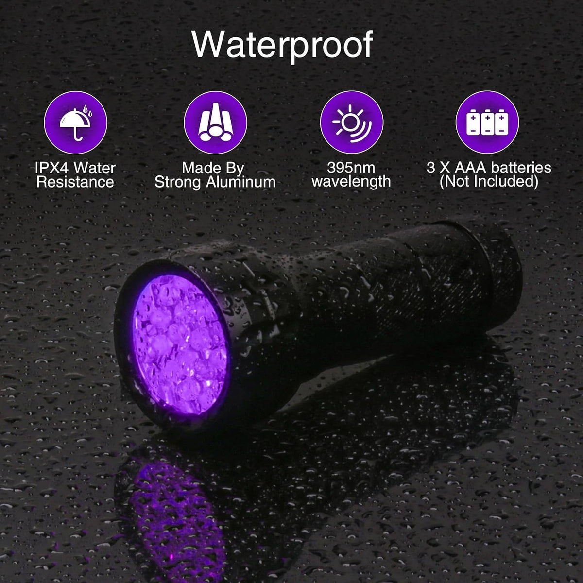 COSOOS handheld ultraviolet torch being used to inspect a hotel bed for bed bugs