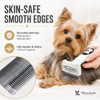 Warren London short hair undercoat brush showing 1.75 inch stainless steel blade.