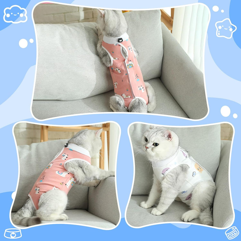 Coppthinktu pink cat recovery onesie for spay wound protection close up