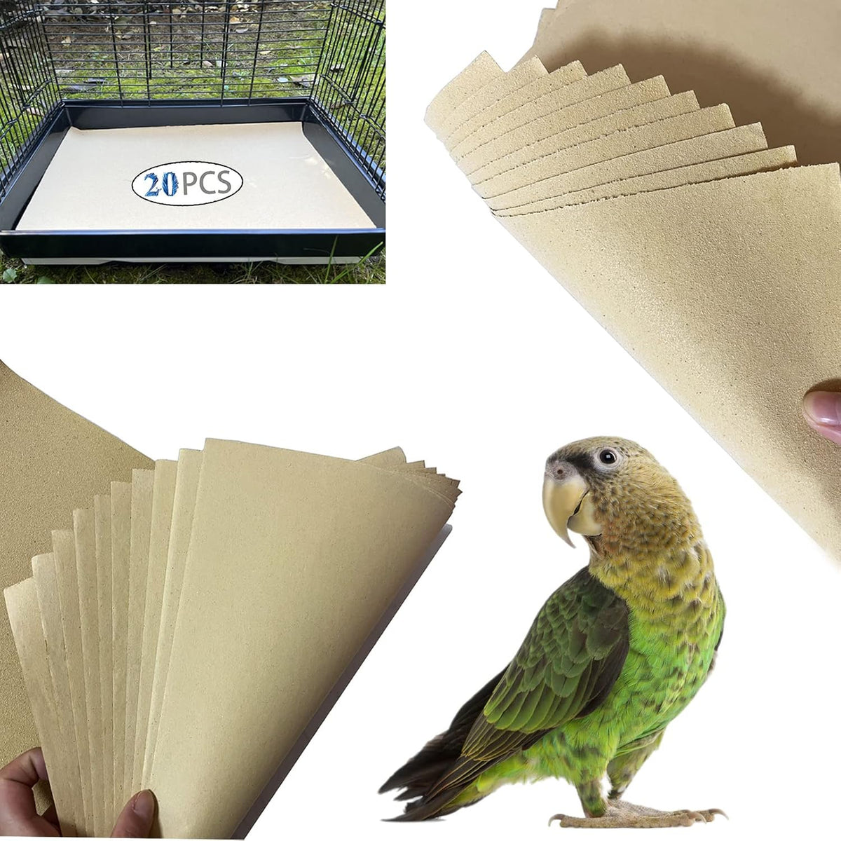 Gravel Paper for Bird Cage,BirdCage Liner Papers Cuttable Gravel Liner Sea Sand Paper Pet Animal Cages Cushion Great for Hard-Billed Birds Parrot | Clean Safe & Aids in Digestion (8 PCS - 17" x 11") - Image 10