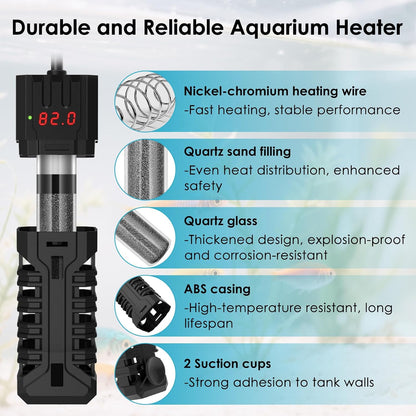 Devopet aquarium heater installed in a 20 gallon fish tank