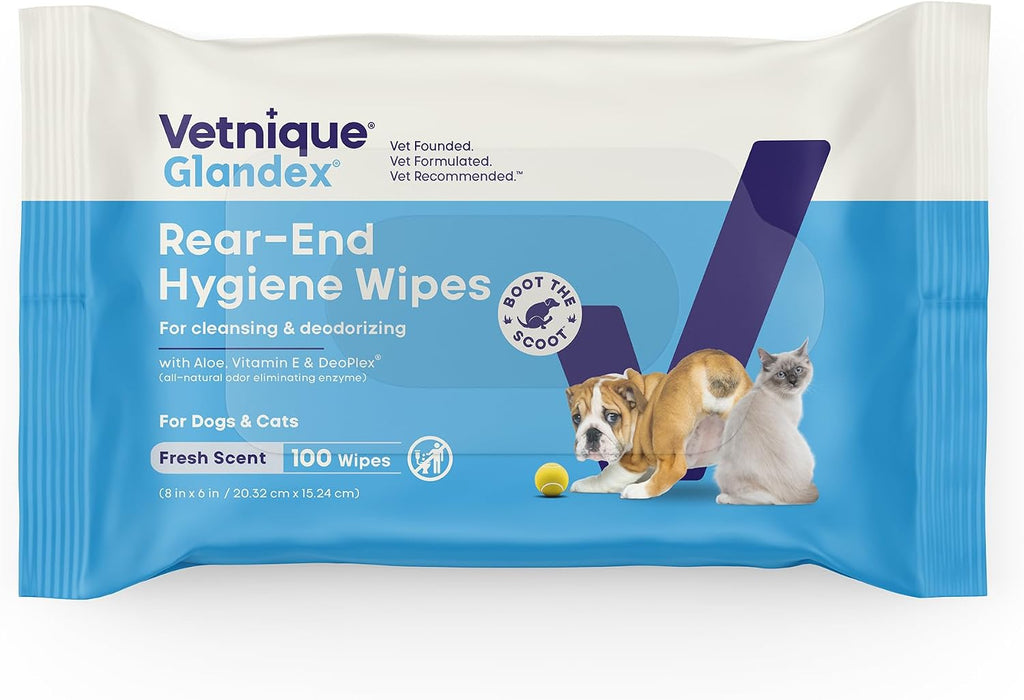 Vetnique Glandex Rear End Wipes for Dogs & Cats, Anal Gland Hygiene & Deodorizing Dog Wipes for Paws and Butt, Boot The Scoot with DeoPlex Enzyme, Aloe & Vitamin E (75ct) - Image 10
