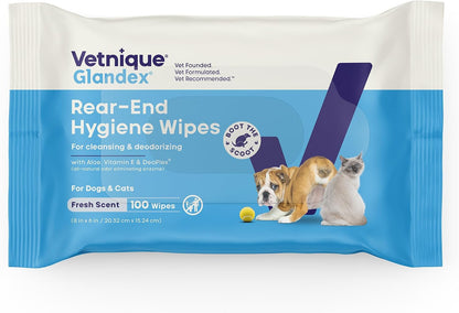 Vetnique Glandex Rear End Wipes for Dogs & Cats, Anal Gland Hygiene & Deodorizing Dog Wipes for Paws and Butt, Boot The Scoot with DeoPlex Enzyme, Aloe & Vitamin E (75ct) - Image 10