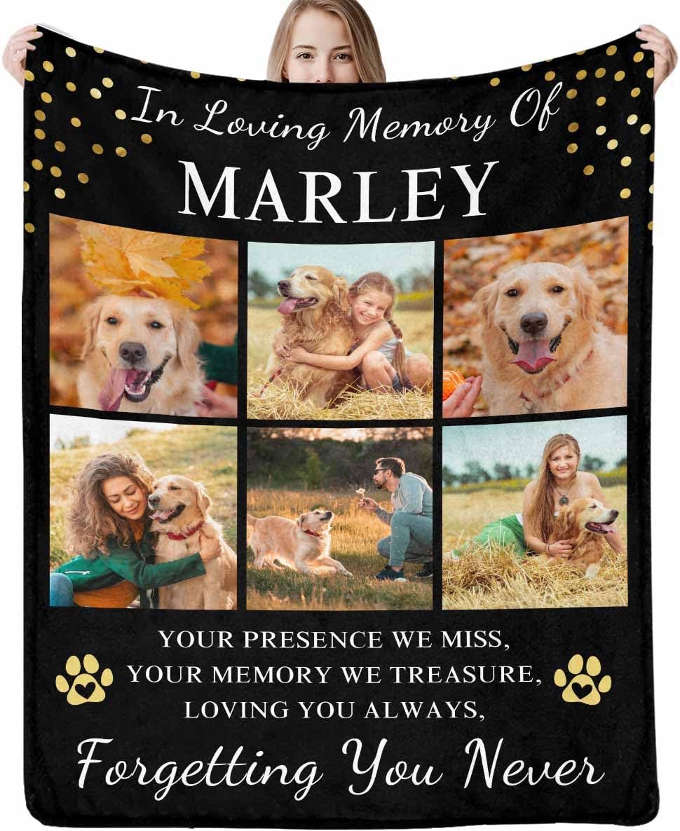 Artsadd Custom Memorial Blanket with Photos and Name-in Loving Memory Gifts Personalized for Loved Ones Lost-Remembrance Blankets for Dogs Cats Pets Lover-Black - Image 14