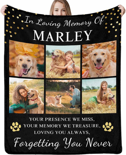 Artsadd Custom Memorial Blanket with Photos and Name-in Loving Memory Gifts Personalized for Loved Ones Lost-Remembrance Blankets for Dogs Cats Pets Lover-Black - Image 14