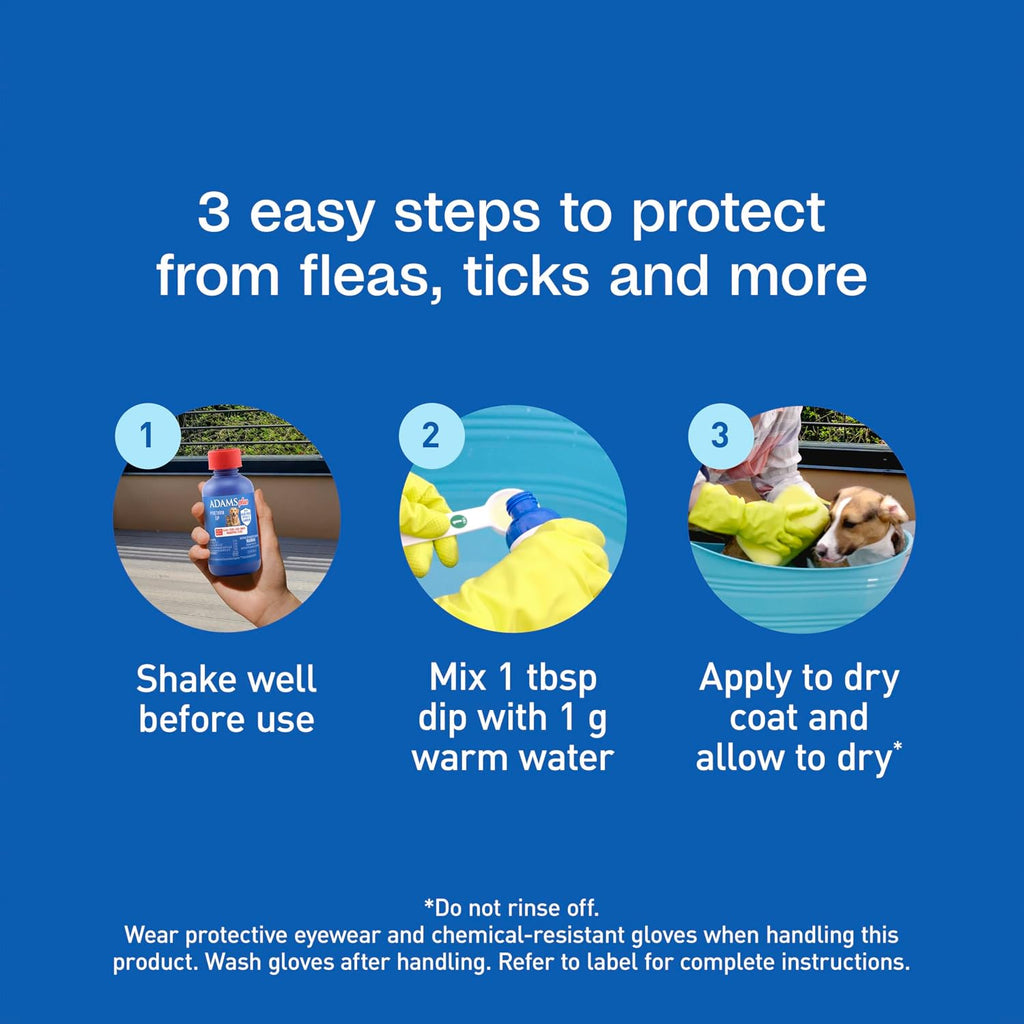 ADAMS Plus Pyrethrin Flea Dip for Dogs and Cats, Kills and Repels Fleas, Ticks, Lice, Gnats, Mosquitoes and Flies, for Dogs, Cats, Puppies, & Kittens, 4 Fl oz (Pack of 2) - Image 9