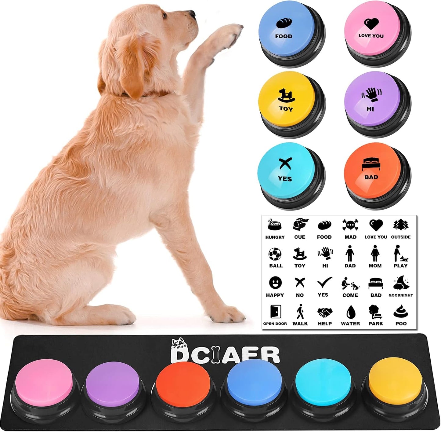 Dog Buttons for Communication,Talking Buttons for Dogs,8 Recordable Sound Buttons + 24 Scene Patterns + 1 Dog Button Mat+ 16 AAA Batteries30 Seconds Dog Buttons for Pet Sound Training Toy - Image 9