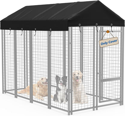 Mutushi outdoor dog kennel replacement top cover front view showing heavy duty black fabric canopy