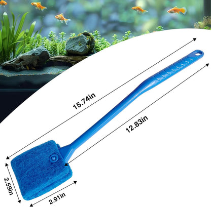 Full fifteen inch long aquarium scraper brush laid flat on a white background.
